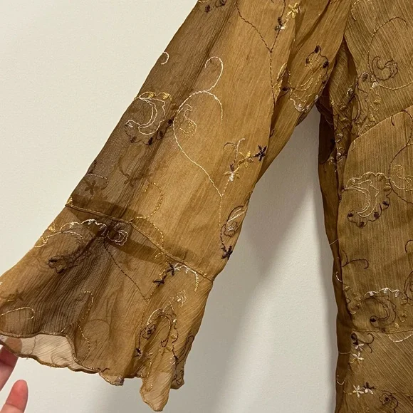 Brown Ruffle Y2k Blouse - Picture 3 of 8